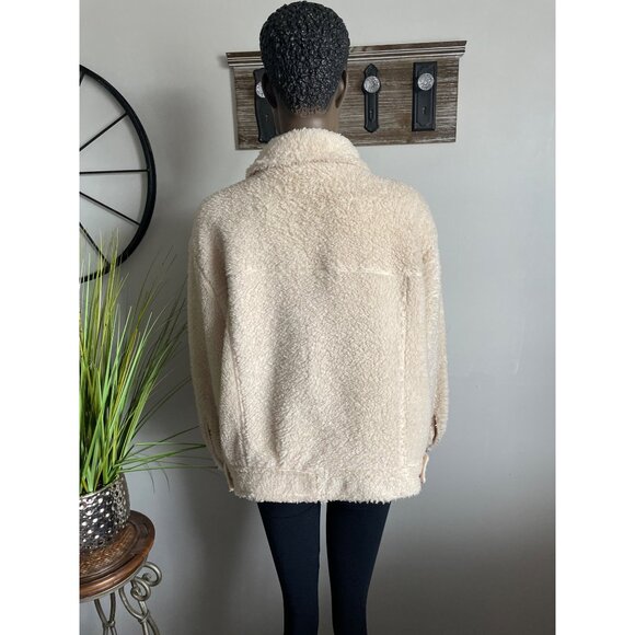 AVA & VIV Teddy Bear Sherpa Women's Jacket Faux Fur Polyester Cream Cozy Size 2X - Picture 3 of 8